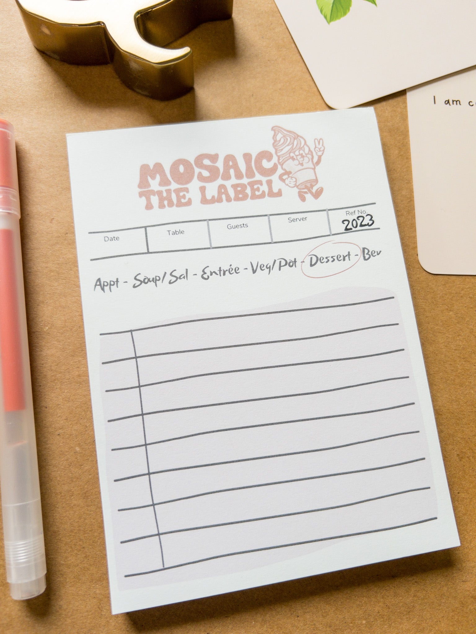 Notepad Packaging Label Restaurant Notepad | Mosaic the Label