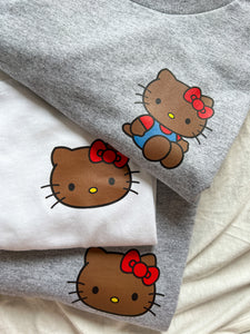 Brown He!!o Kitty T-Shirt (white)