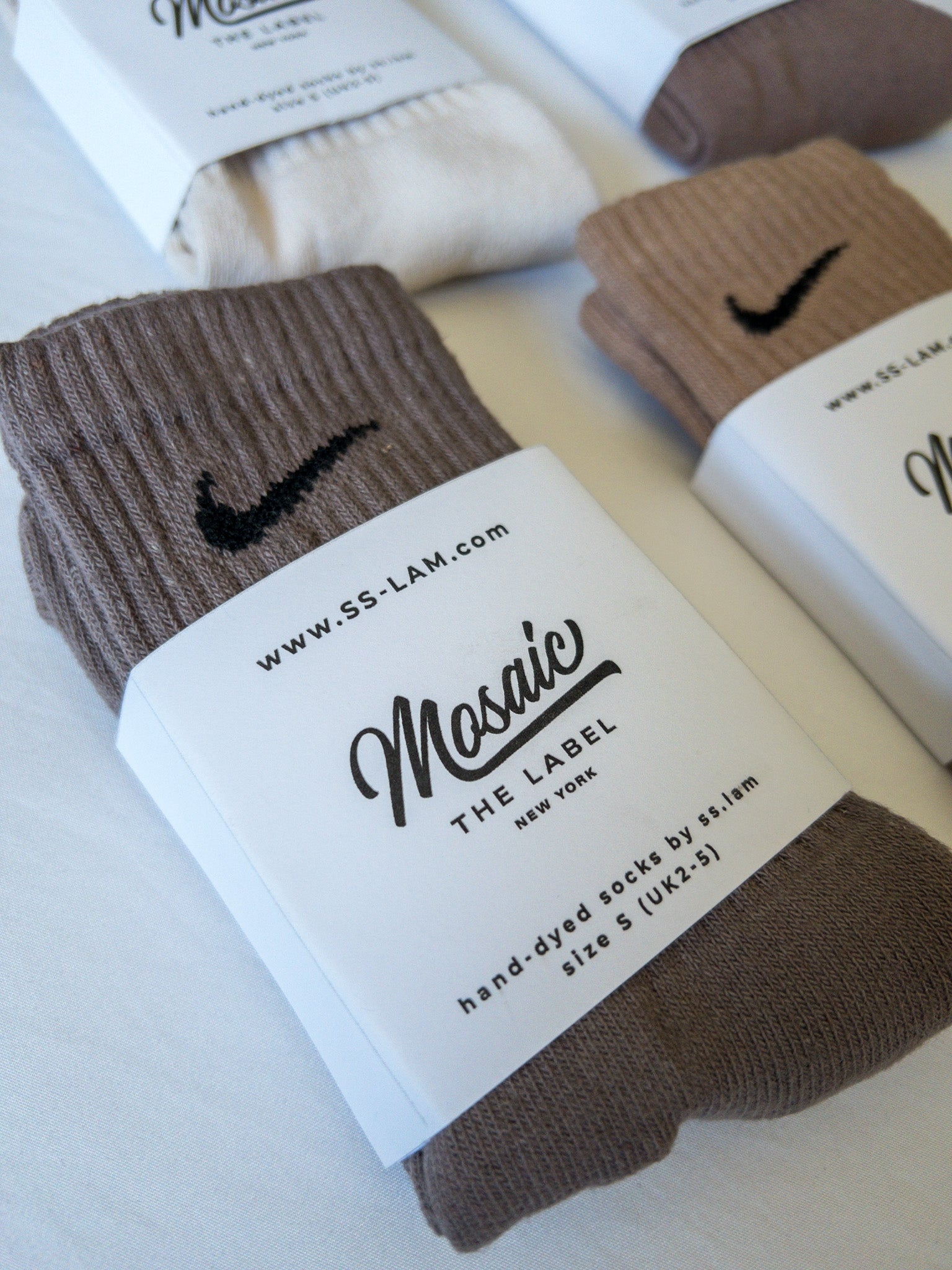 Hand-Dyed Neutral Nike Socks: Earth - Mosaic the Label