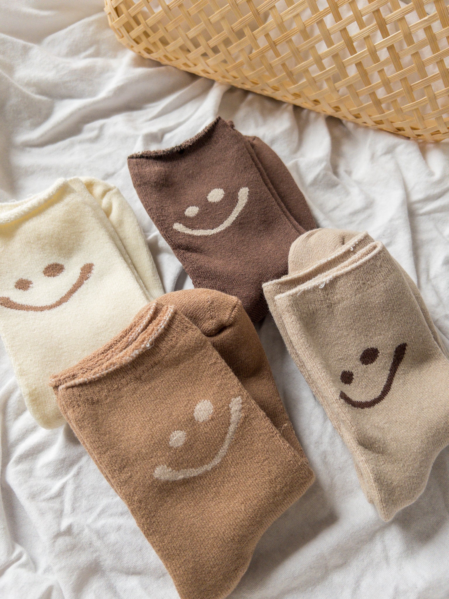 Neutral Smiley Face Crew Sock Set | Mosaic The Label