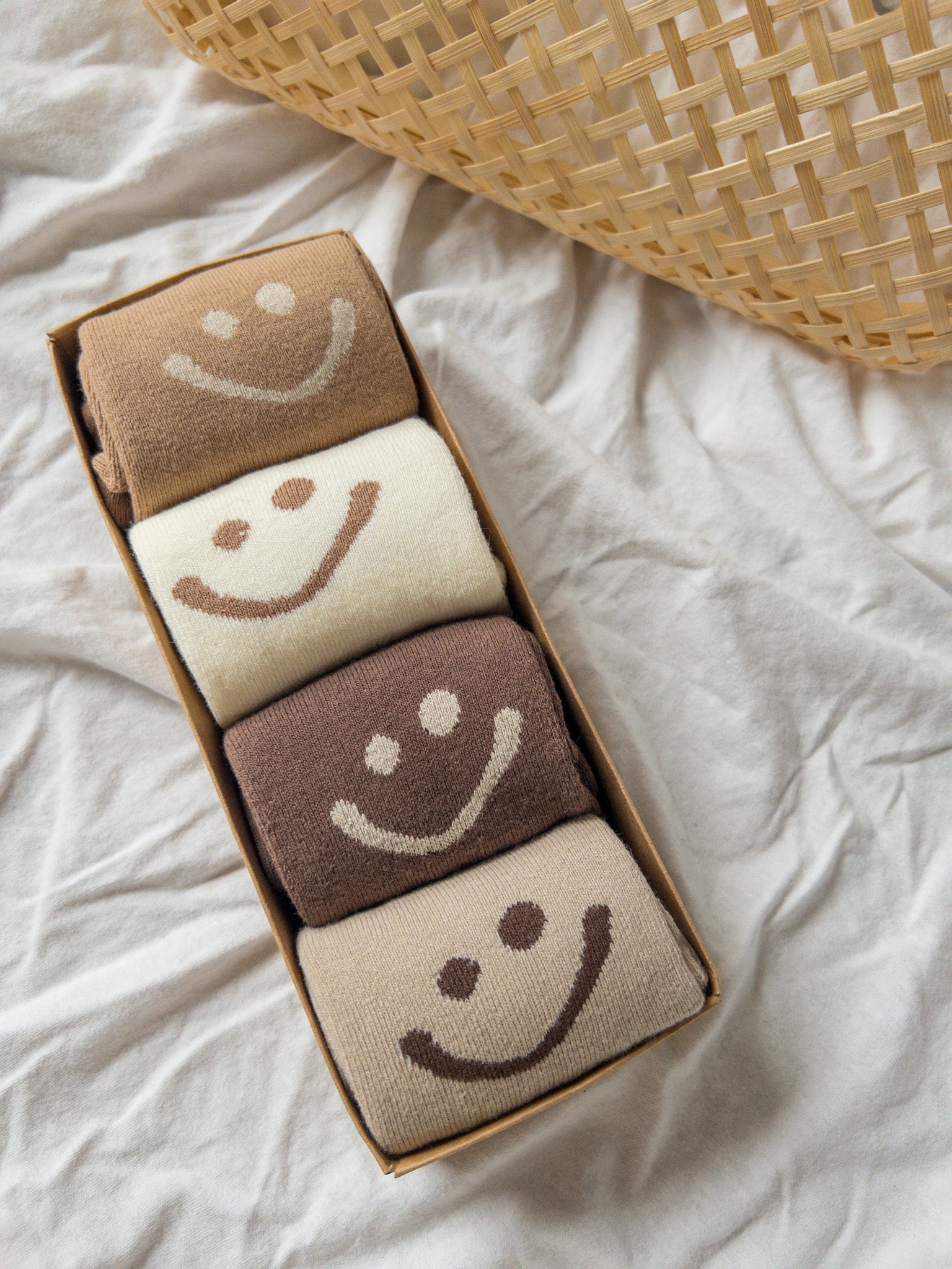 Face Less Cc Clean Socks Neutral Smiley Face Crew Sock Set | Mosaic the Label