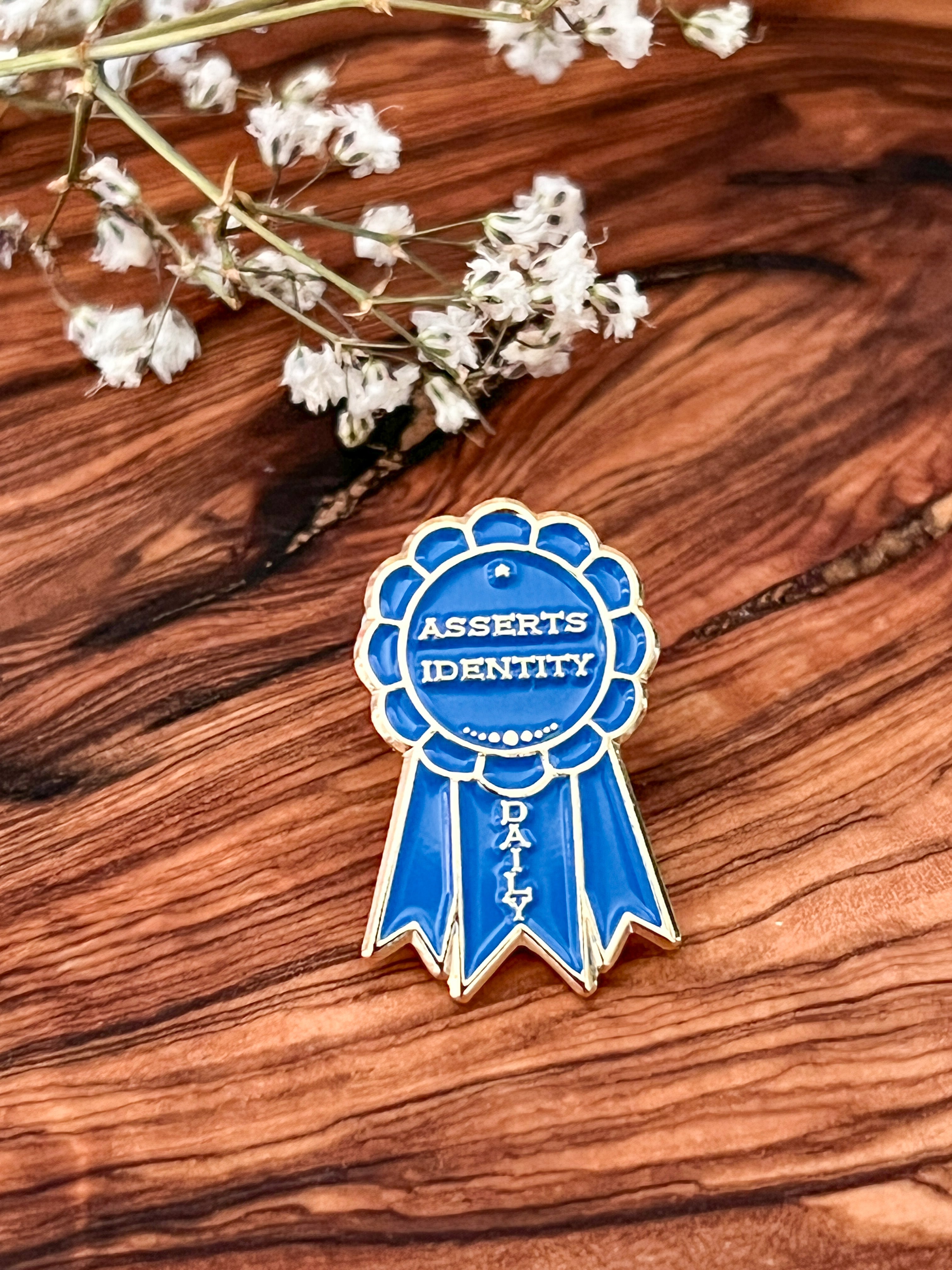 Identity Protection Pin Sample Asserts Identity Medal Enamel Pin | Mosaic the Label